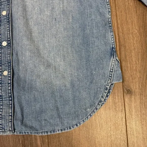 Madewell Denim Oversized Button-Up Shirt WMNS S Marnie Wash Long Sleeve Collared - Picture 6 of 9